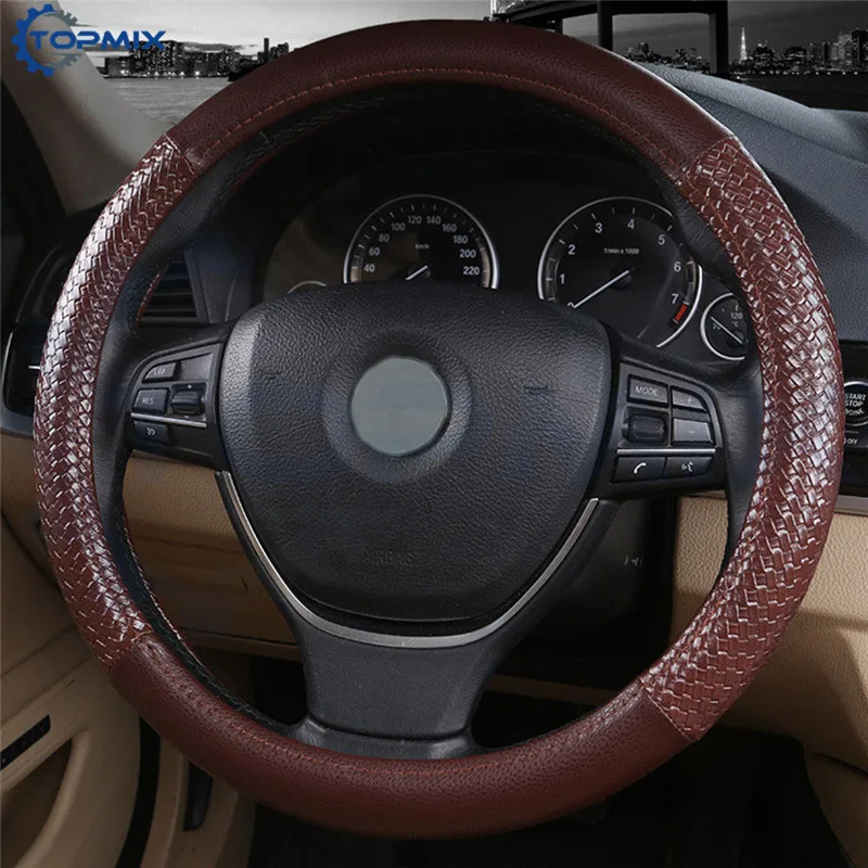 Универсальный чехол на руль автомобиля 38 см кожаные чехлы для руля Нескользящие