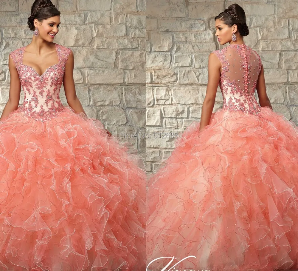 2014 Новый Бальное платье Из Органзы Молния Назад с Кристалл Бисероплетение