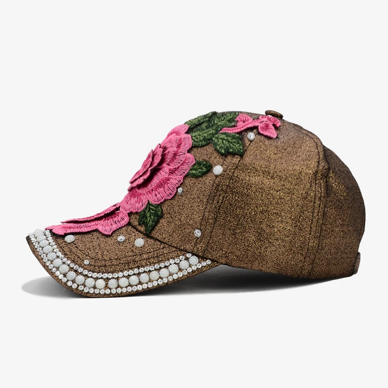 COKK Женская Бейсболка вышитая цветочными бусинами Шляпа Snapback вечерние летняя