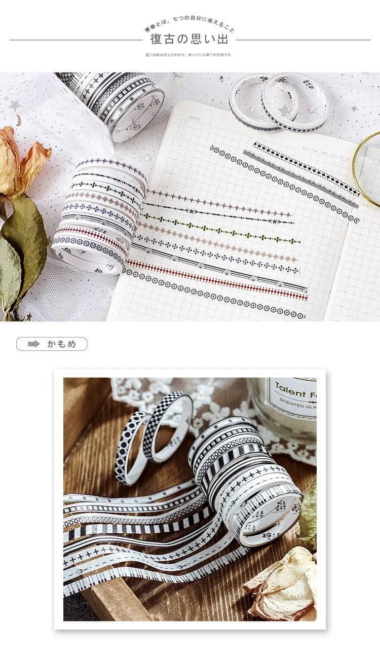 10 шт./кор., 5 мм, Милая Тонкая лента, Серия васи, набор Клейкой Ленты Kawaii DIY, декоративная клейкая маскирующая лента, стикеры, принадлежности для скрапбукинга