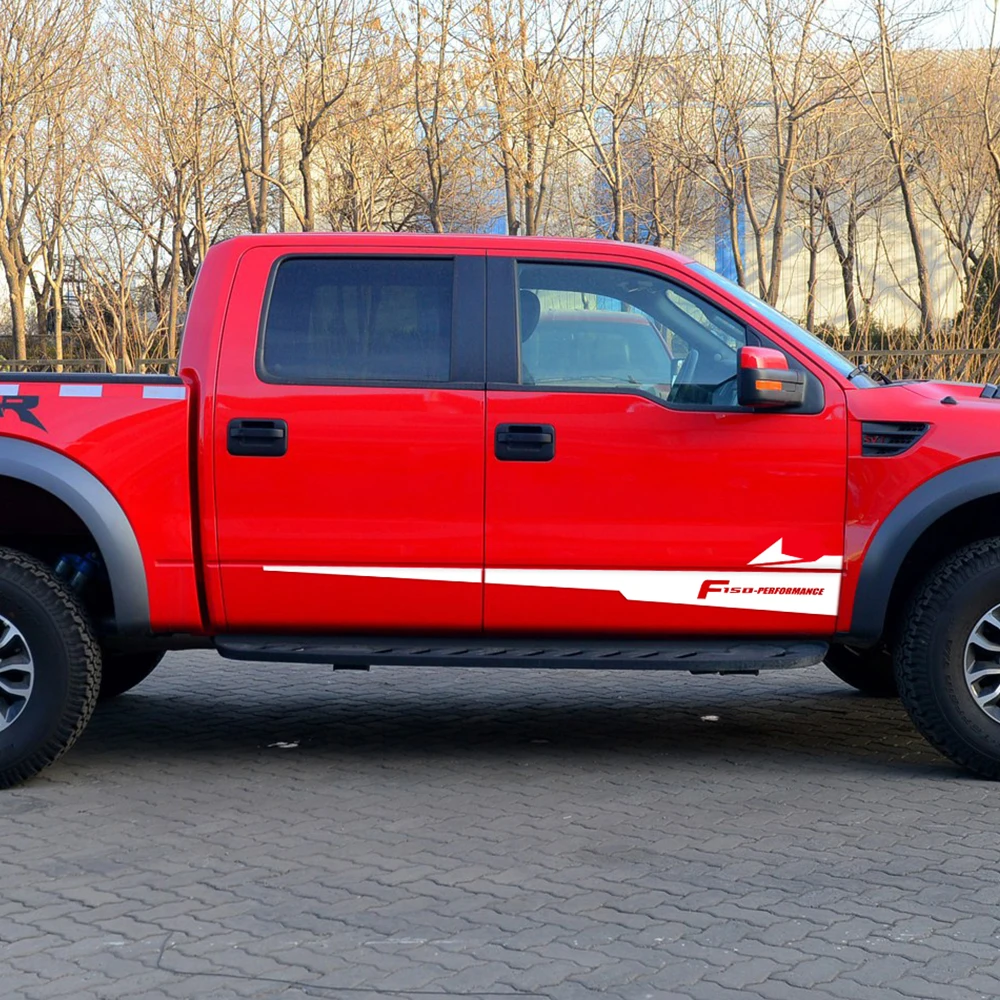 F 150 эффективная Автомобильная боковая юбка в полоску графическая виниловая
