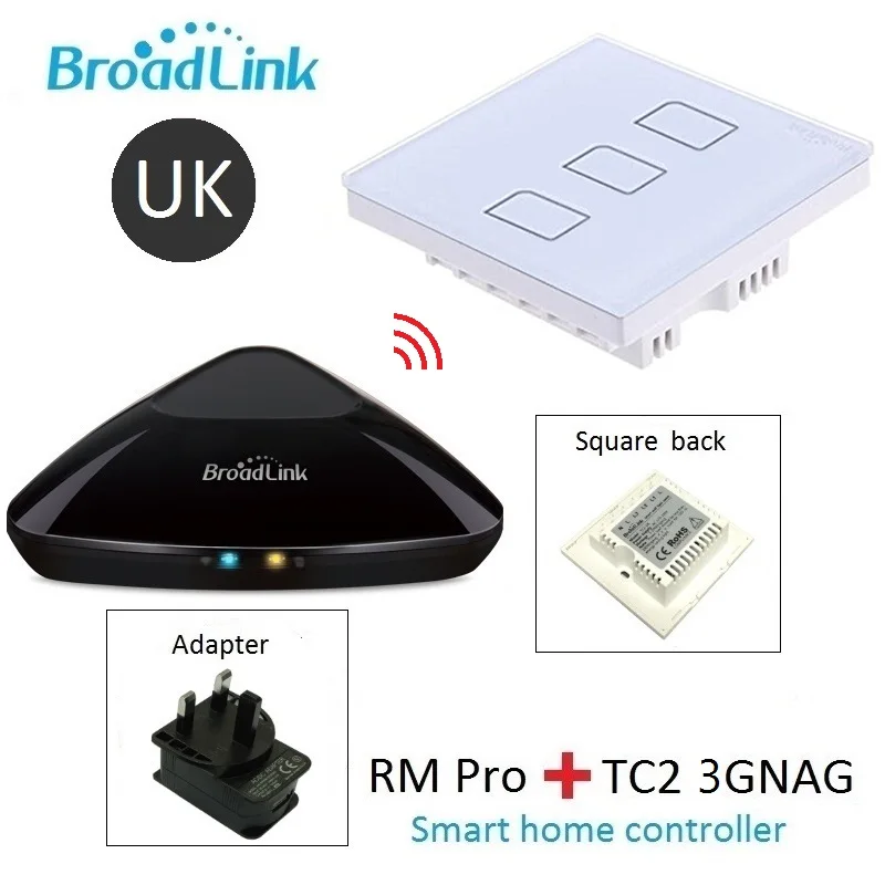 Broadlink RM Pro + 3 Gang tc2 Великобритании Стандартный интеллектуальный WI-FI IR rf Управление