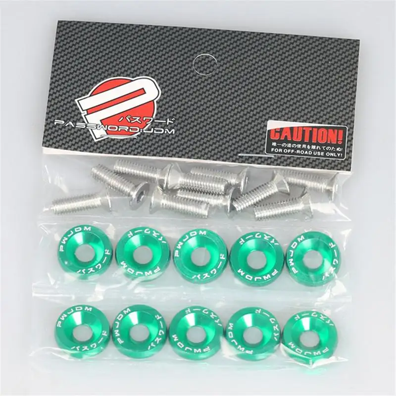 Green Для JDM автомобиль и установка M6 Pad винты защиты аккумулятора Pad гаек и болтов крыло номерной знак винт украшения - Название цвета: Green