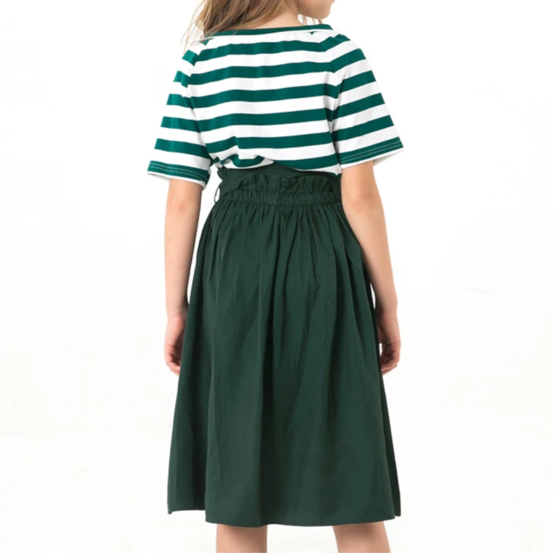 Юбки для девочек подростков Makids однотонная темно зеленая повседневная короткая