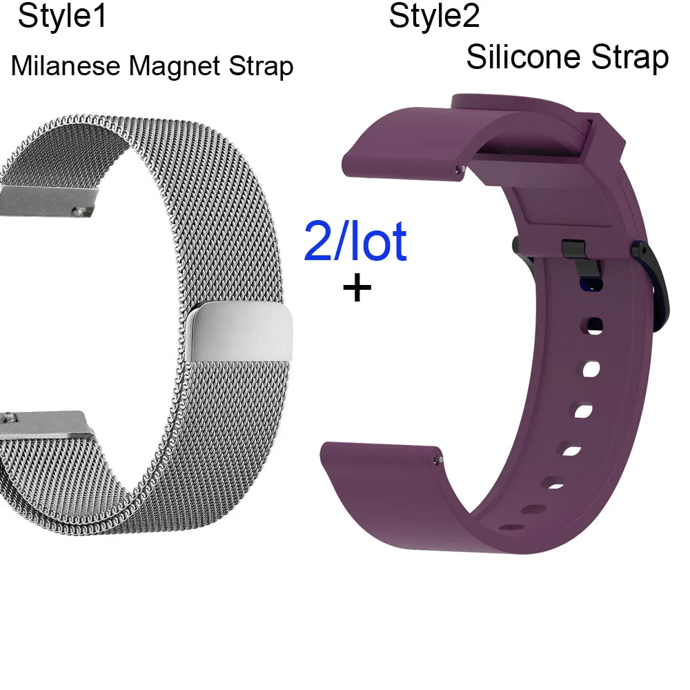 Silver-Purple Для Xiaomi Amazfit Bip ремешок для часов Amazfit GTS браслет для часов Amazfit GTR 42 мм Миланская нержавеющая сталь металлический силиконовый ремешок - Цвет: Silver-Purple