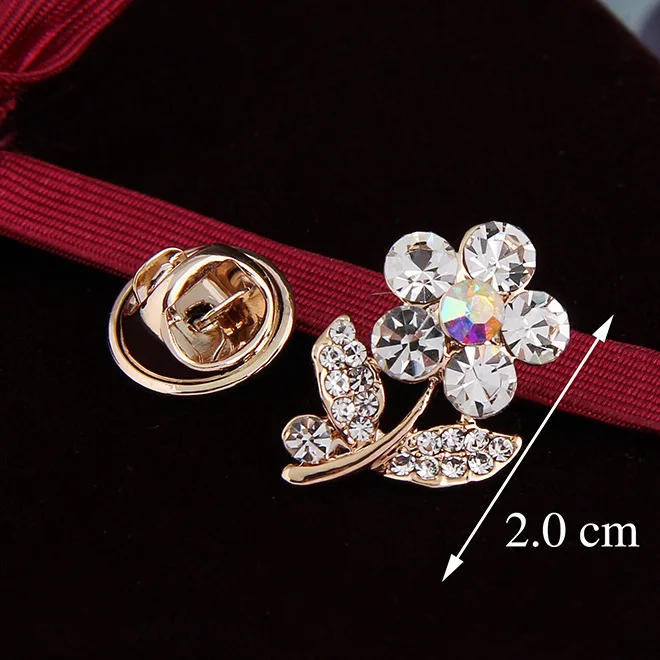Rose Flower 2 шт./лот, маленький размер, броши для галстука, булавка для двухсторонней рубашки, воротника, опал, роза, цветок, корона, рыба, кость, лиса, Бабочка, глаз - Окраска металла: Rose Flower
