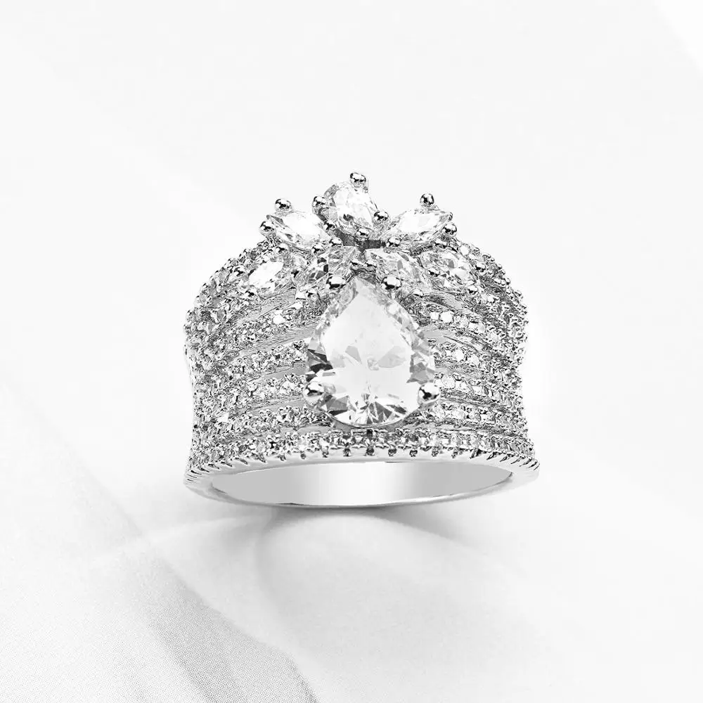 VANAXIN очаровательные кольца Капля воды цветок AAA Bling CZ Помолвочные женские