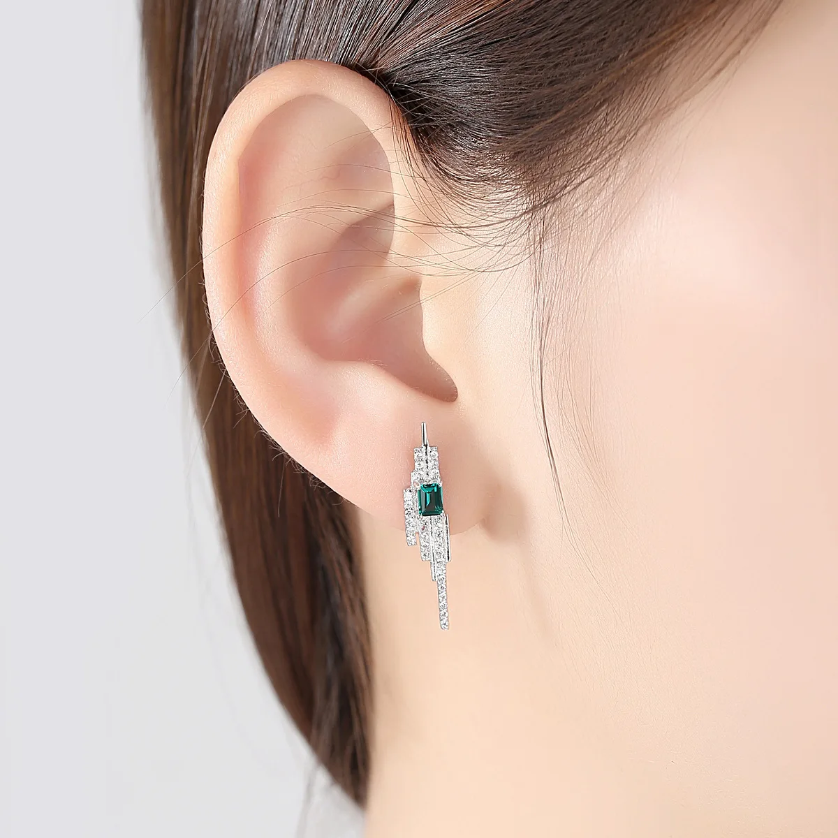 

Wong Rain Luxury 925 Sterling Silver Emerald Gemstone Diamonds Cocktail Party Earrings Ear Studs Fine Jewelry Gifts Wholesale