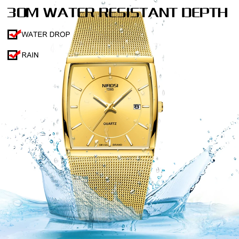 

NIBOSI Golden Quartz Watch Men Watches relogio masculino Top Luxury Gold Bracelet Wrist Watches Steel Waterproof Male Clock