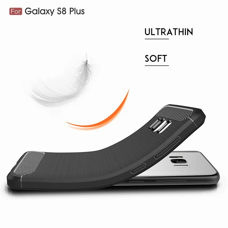 Nenuka for Samsung Galaxy S8 Plus Case Cover Silicone Soft TPU Brushed Carbon Fiber Texture Phone S9 A8 2018 J7 Note 8 |