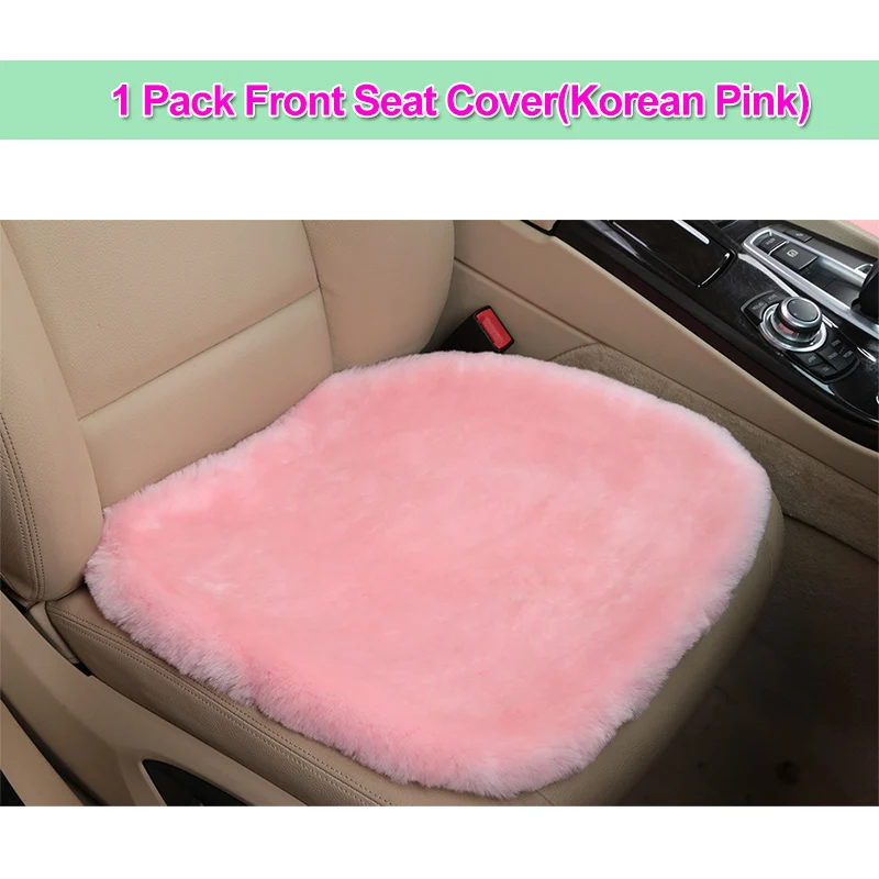 1Pcs Front K-Pink Универсальный автомобильный чехол для сиденья из шерсти и меха для взрослых, Кожаная подушка для автомобиля, Аксессуары для автомобилей из австралийской овчины - Название цвета: 1Pcs Front K-Pink