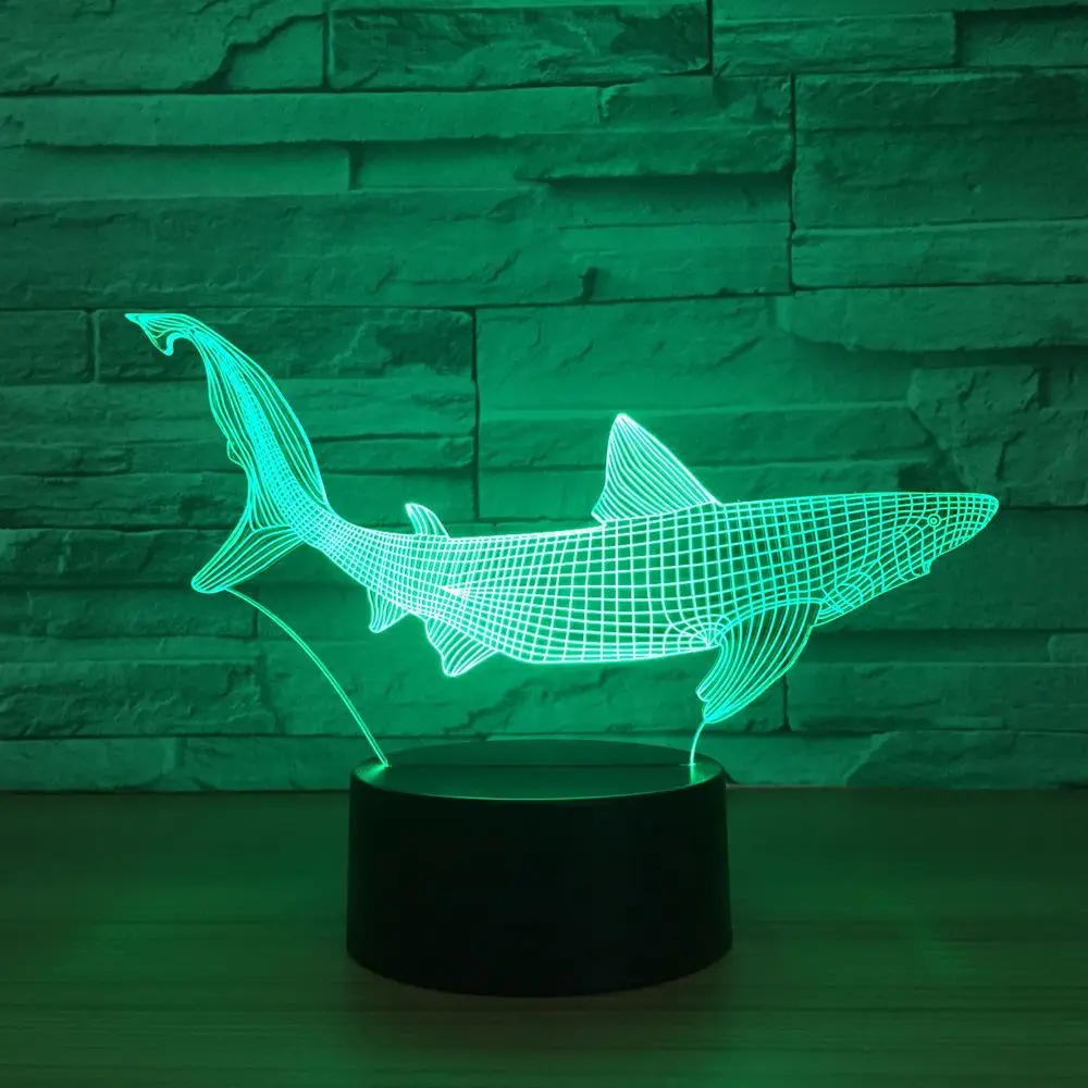 Новый Акула 3D светодиодный Для рыбалки внутри рыбы настольная лампа домашний