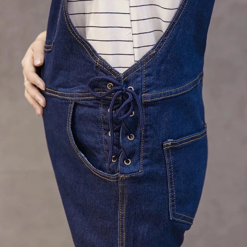 2020 New Fashion Dark Blue Pockets Maternity Overalls Loose Adjustable Bib Pants Clothes for Pregnant Women Pregnancy Clothing | Мать и