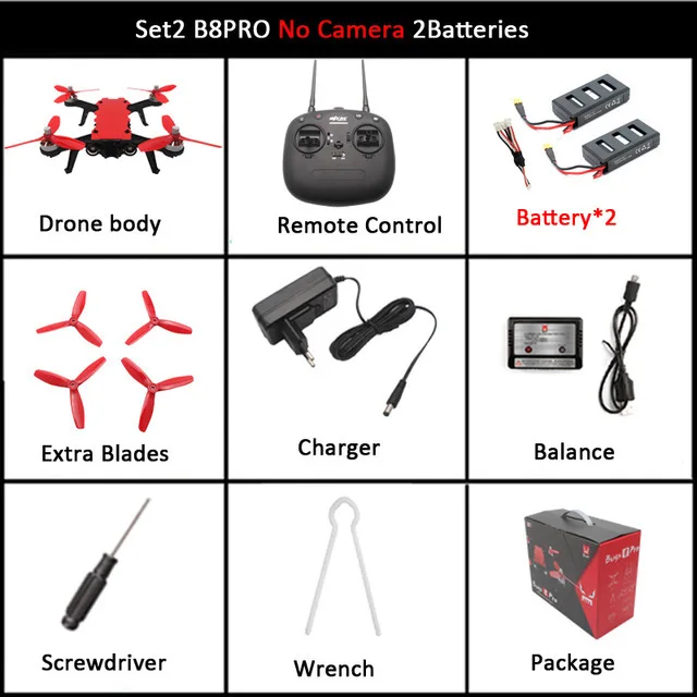 No Camera 2B MJX Bugs 8 Pro B8 B8PRO гоночный высокоскоростной бесщеточный Радиоуправляемый Дрон с камерой 5,8G HD 720P Радиоуправляемый вертолет - Цвет: No Camera 2B
