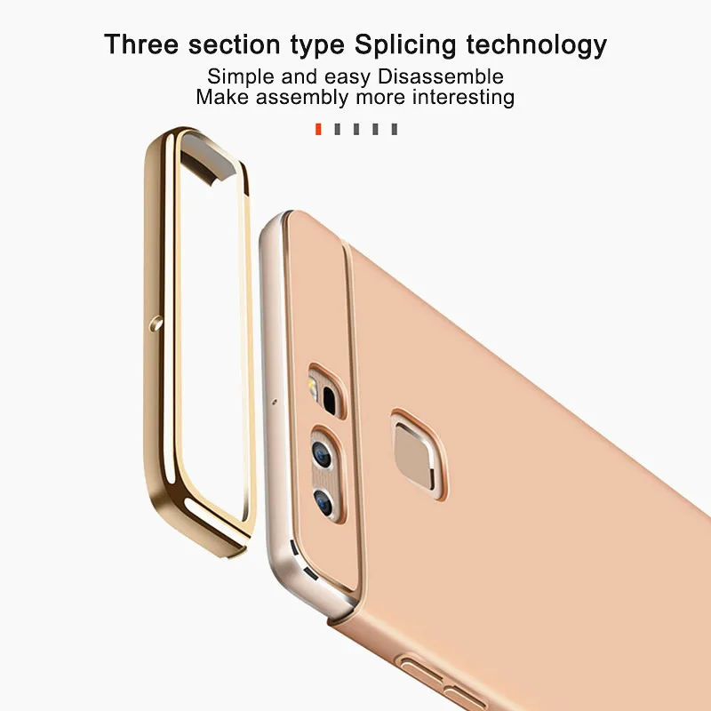 SHUOHU Роскошные 3 в 1 телефон чехлы для huawei P9 P8 Lite случае 2017 полная защита жесткого PC