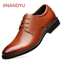 men dress shoes big size genuine leather casual business office formal shoes man lace up pointed toe wedding party male shoes