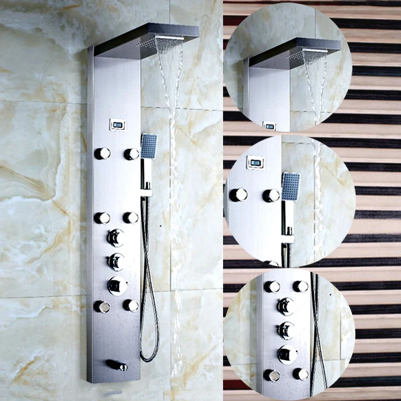 Uythner роскошный душевой набор Матовый никель термостатический водопад дождь