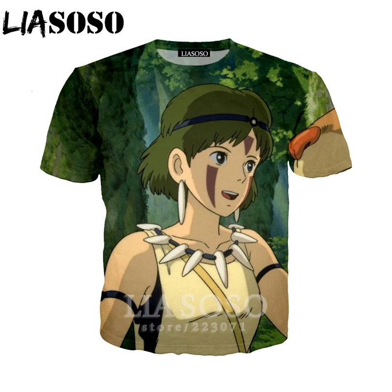 LIASOSO летняя новинка Мужская и Женская толстовка 3D принт аниме принцесса Mononoke