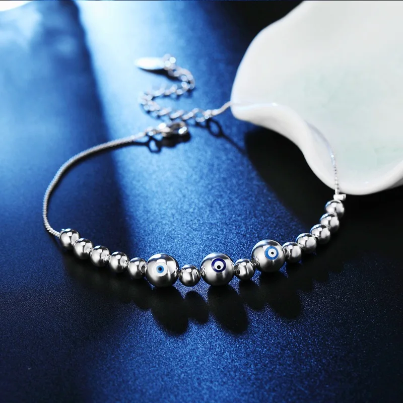 OMHXZJ Wholesale Personality Fashion OL Woman Girl Party Wedding Gift White Gold Beads Chain 18KT Bracelet BR12 | Украшения и