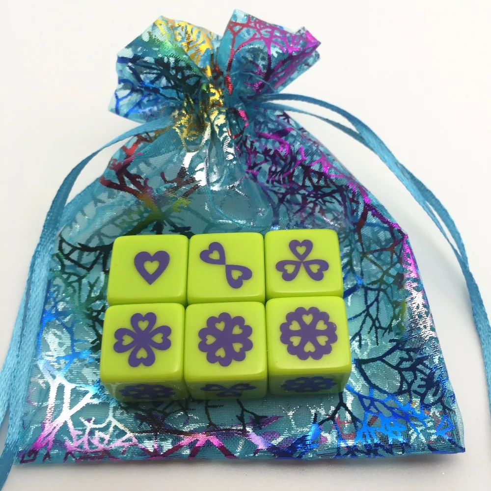 Silkscreen печать логотипа Новое поступление фиолетовое сердце любовь игра 16 мм d6