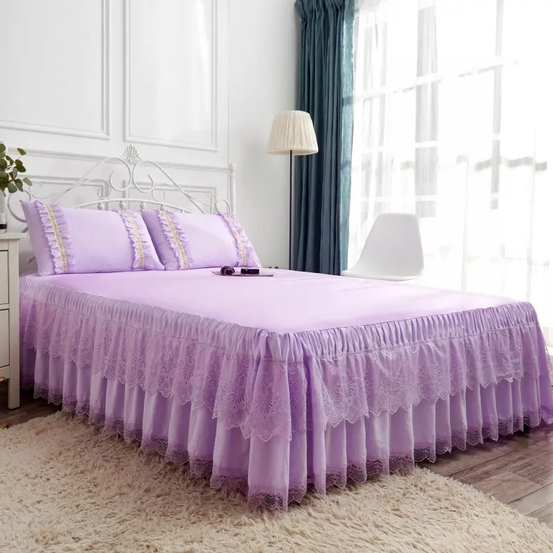Юбка для кровати из полиэстера и хлопка 150/180/200x200 см удобное мягкое дышащее многоцветное покрывало для кровати