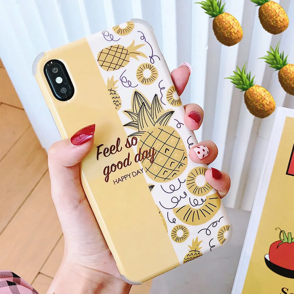 KISSCASE Phone Case For iPhone XS Max XR X 6 6S 7 8 Plus Cute Fruit Peach Pineapple Shockproof Soft IMD Back Cover Cases |