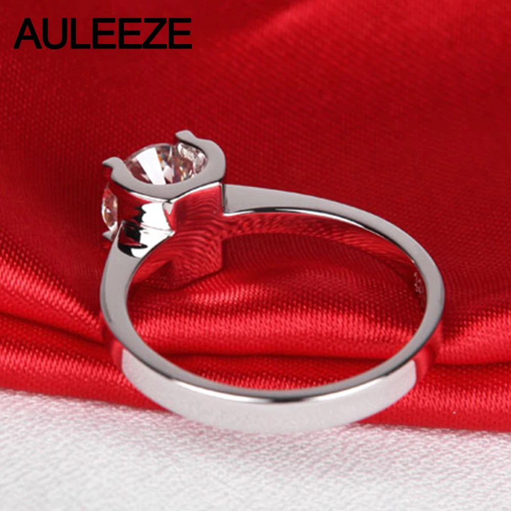 Classic Prong Setting 9K White Gold Engagement Rings For Women Round 1CT NSCD Simulated Diamond Solitaire Ring Wedding Jewelry | Украшения