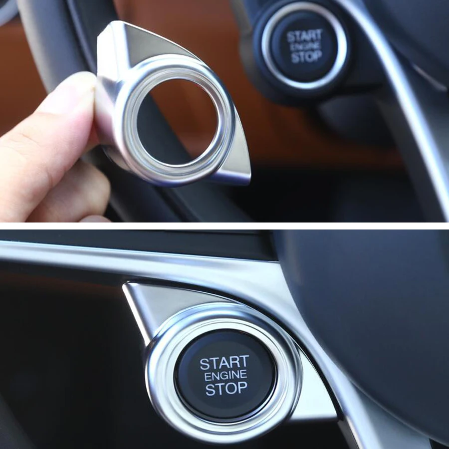 

Car Engine Start Stop Button Switch Trim Sticker Covers For Alfa Romeo Giulia Stelvio 2017 LHD Interior Accessories