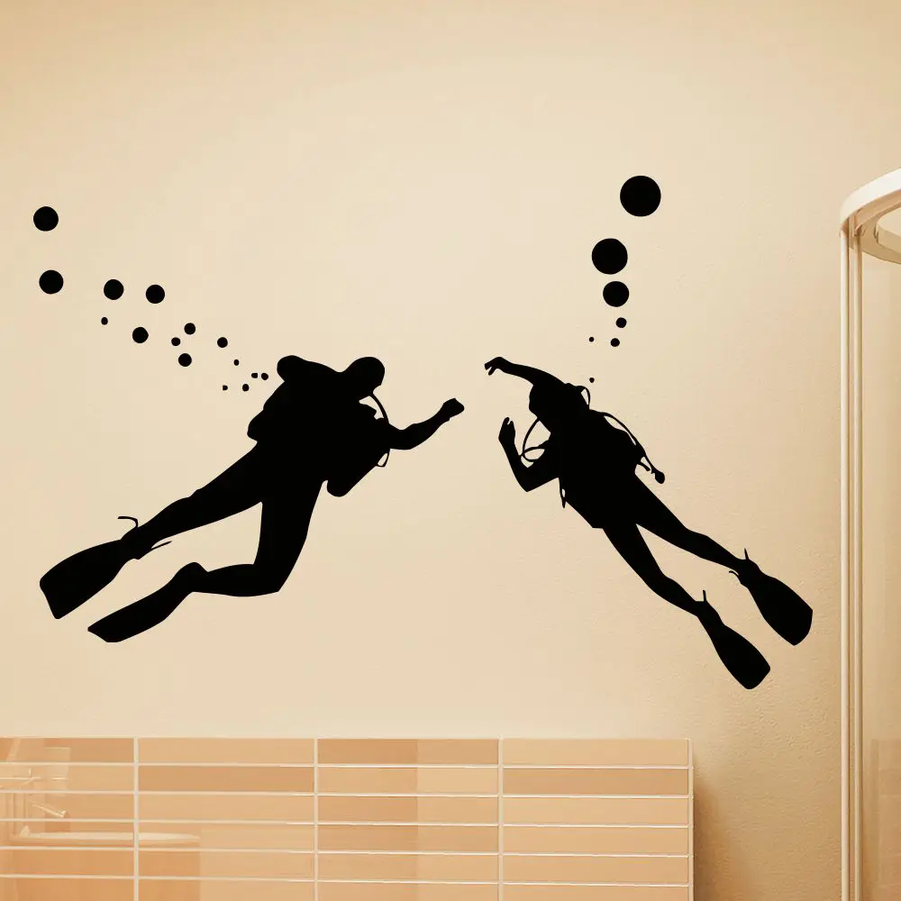 

Wall Vinyl Decals Scuba Diver Diving Ocean Sea Decal Sticker Home Decor Quote for kids rooms Sticker living Poster D1030
