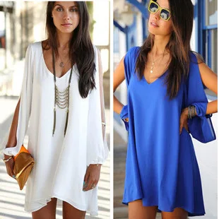 Свободное шифоновое сексуальное повседневное пляжное платье с v образным