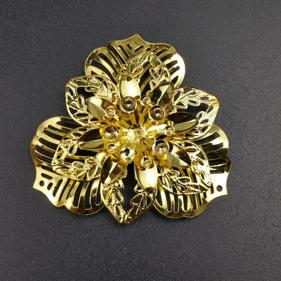 gold 48mm 5pcs Прекрасные Золотые комбинированные филигранные Цветочные соединители фурнитура для украшений ремесла Подарочное украшение - Цвет: gold 48mm 5pcs