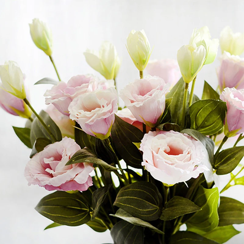 Европейский искусственный цветок 3 головы поддельные Eustoma Gradiflorus Lisianthus Рождество Свадьба Праздник декор дома