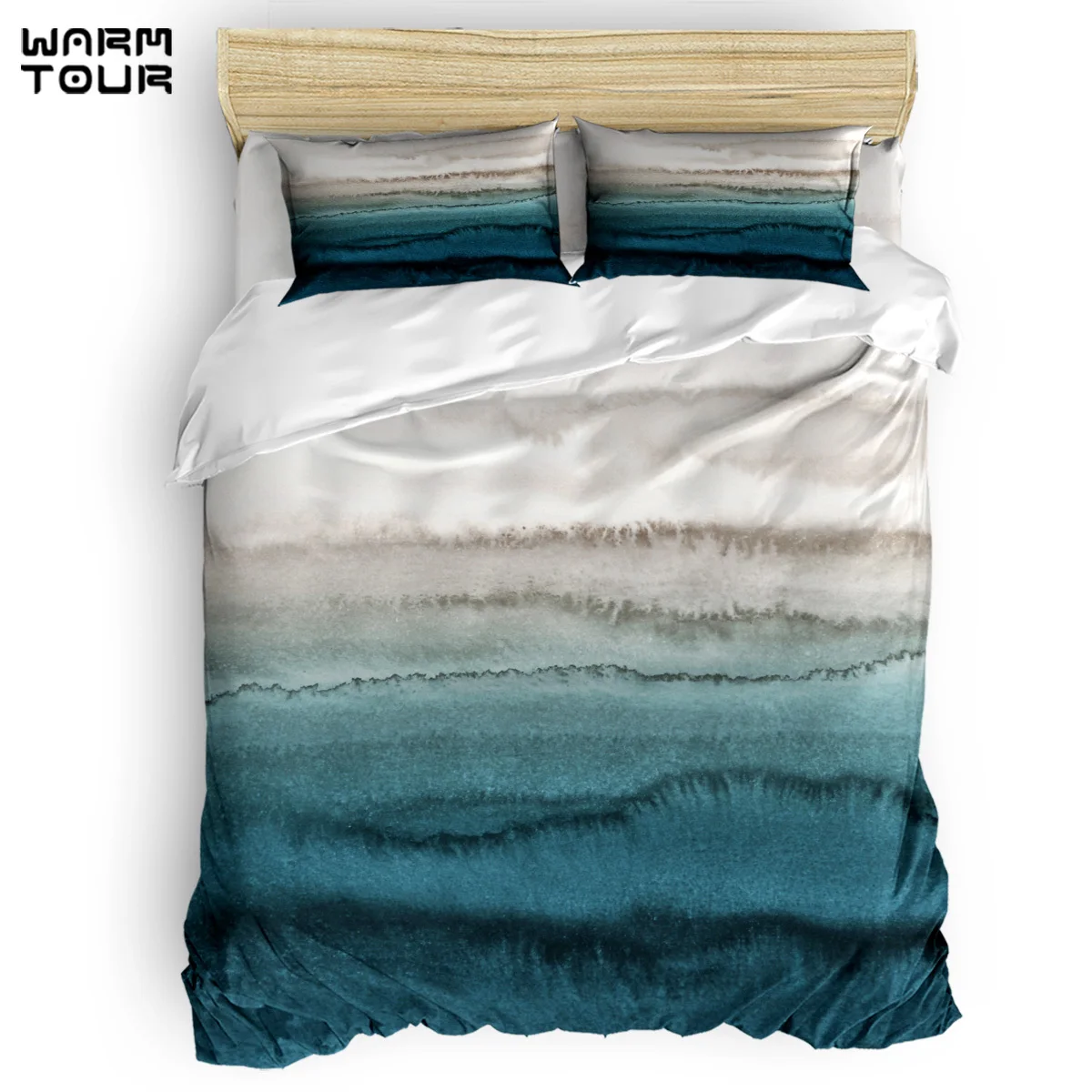 

WARMTOUR Duvet Cover WITHIN THE TIDES - CRASHING WAVES TEAL Duvet Cover Set 4 Piece Bedding Set For Beds