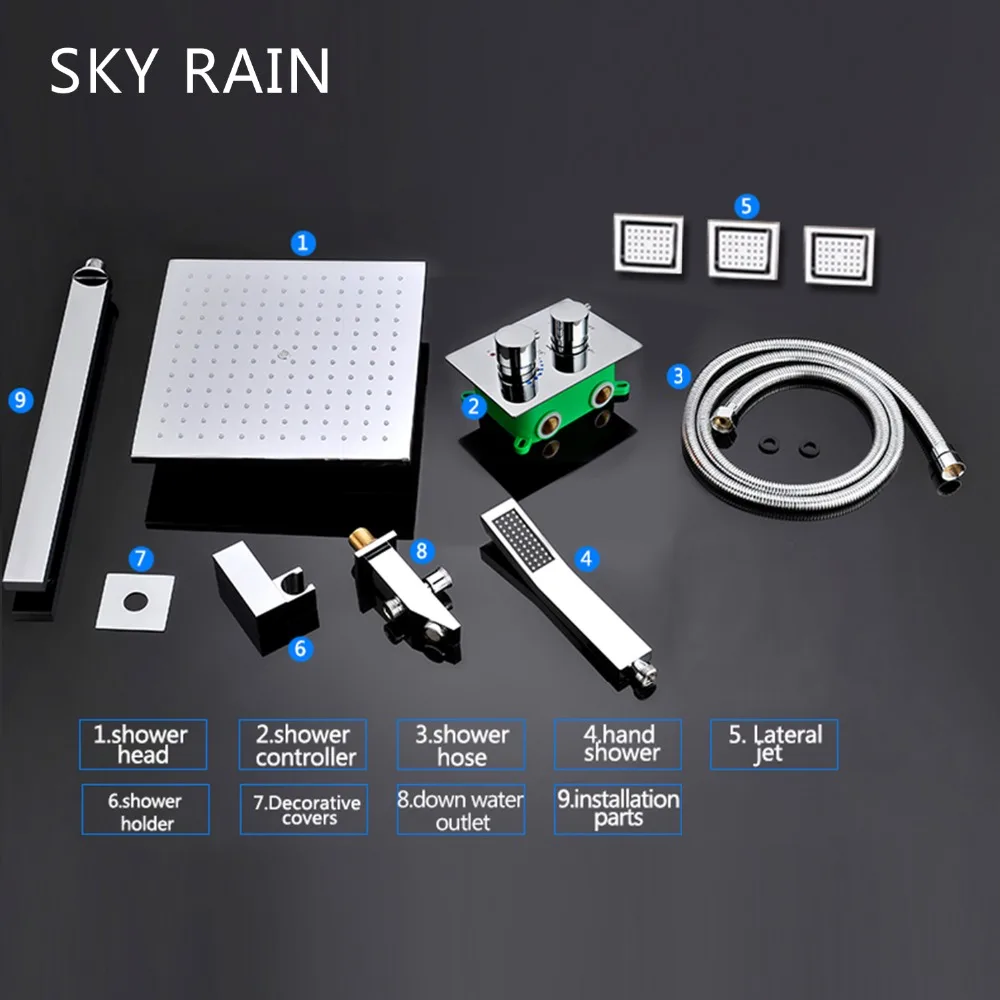 SKY RAIN Ванная комната Душ 10 дюймов латунная квадратная насадка для душа с ручной