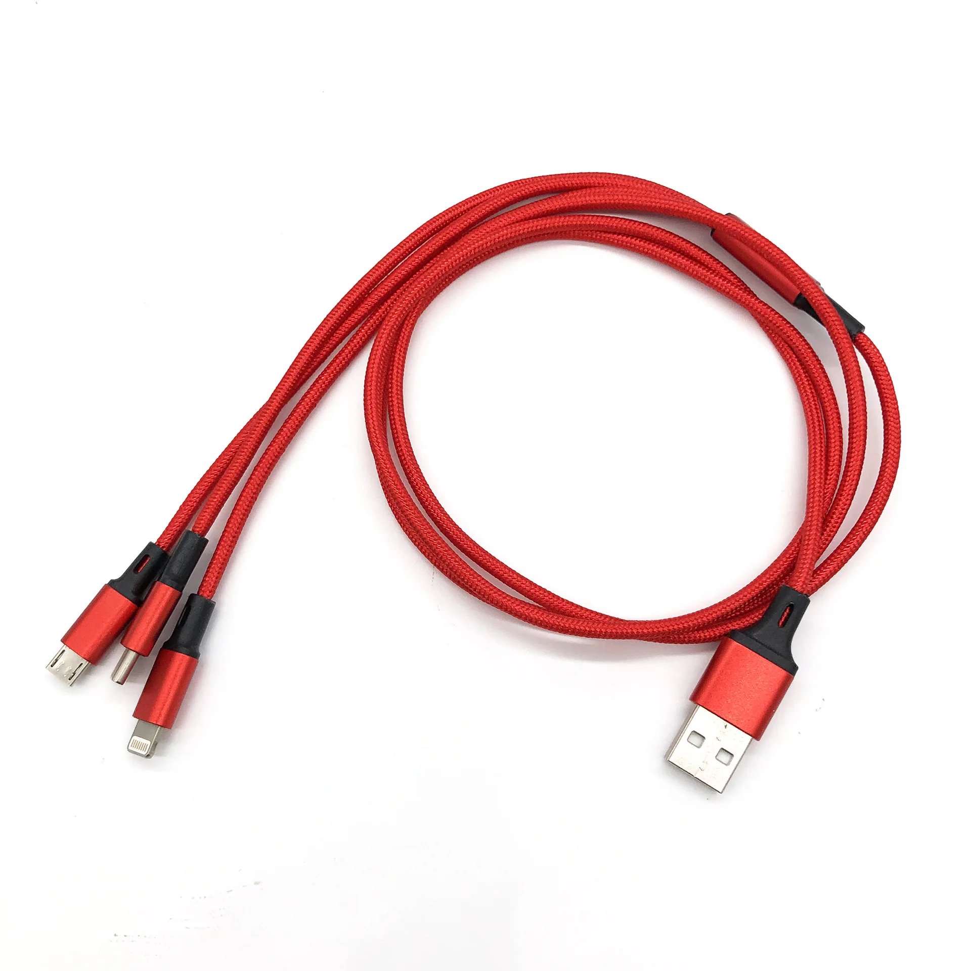 Один тащите три кабеля для передачи данных USB Apple Android Typec Многофункциональный