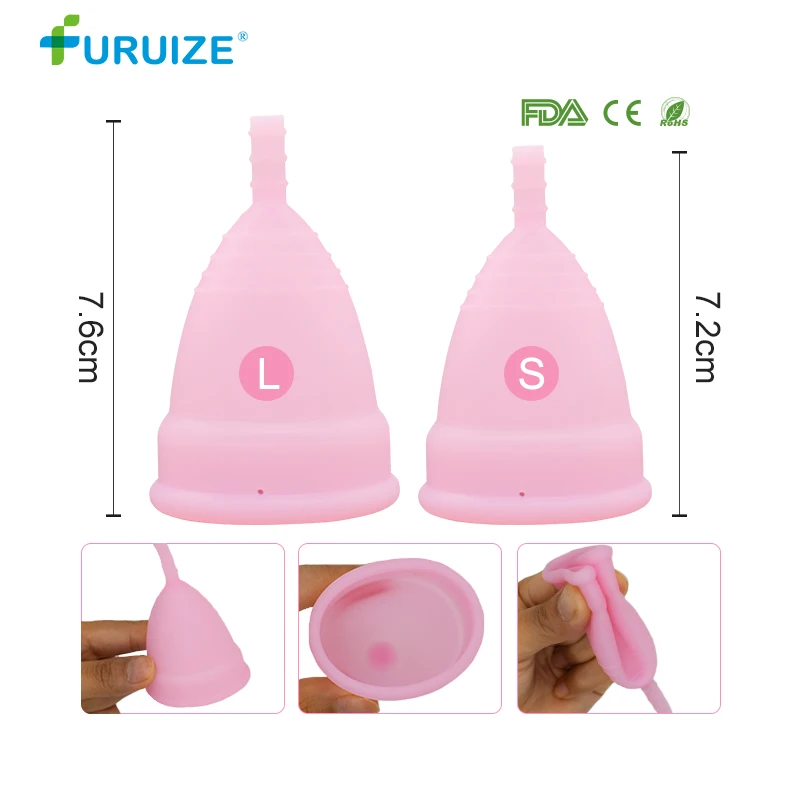 1L-1S-2naked-pink Горячая менструальная чашка для женщин Женская гигиена медицинская силиконовая чашка менструальная многоразовая Женская чашка копа менструальная, чем подушечки - Цвет: 1L-1S-2naked-pink