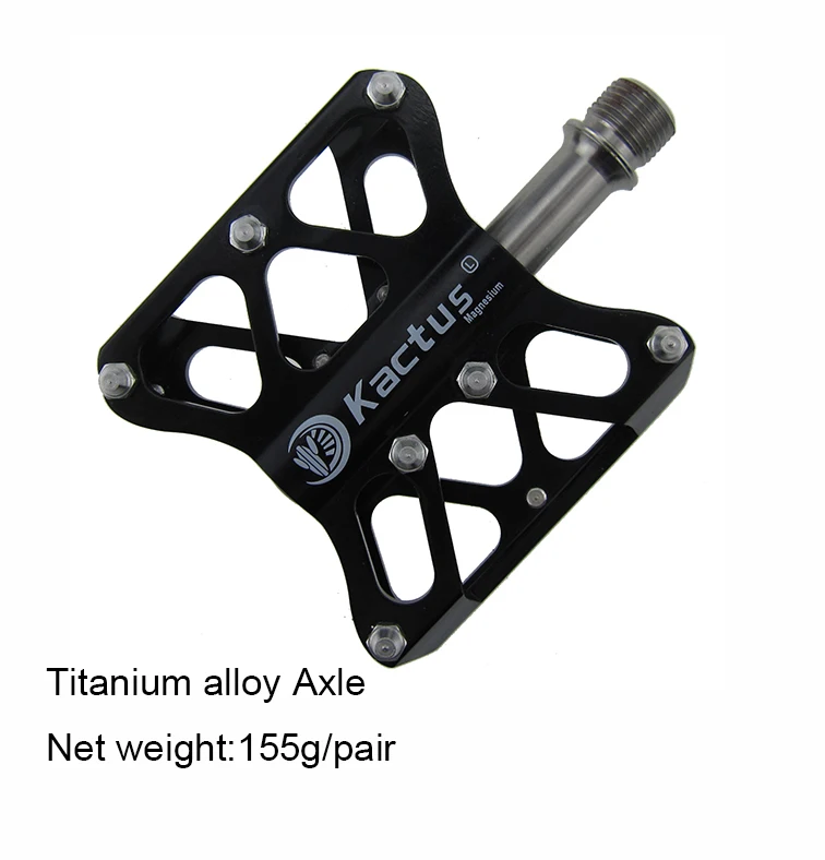 22T black KACTUS TECH Сверхлегкие MTB BMX велосипедные титановые оси педали с ЧПУ для шоссейного велосипеда 6 герметичных подшипников велосипедные педали - Цвет: 22T black