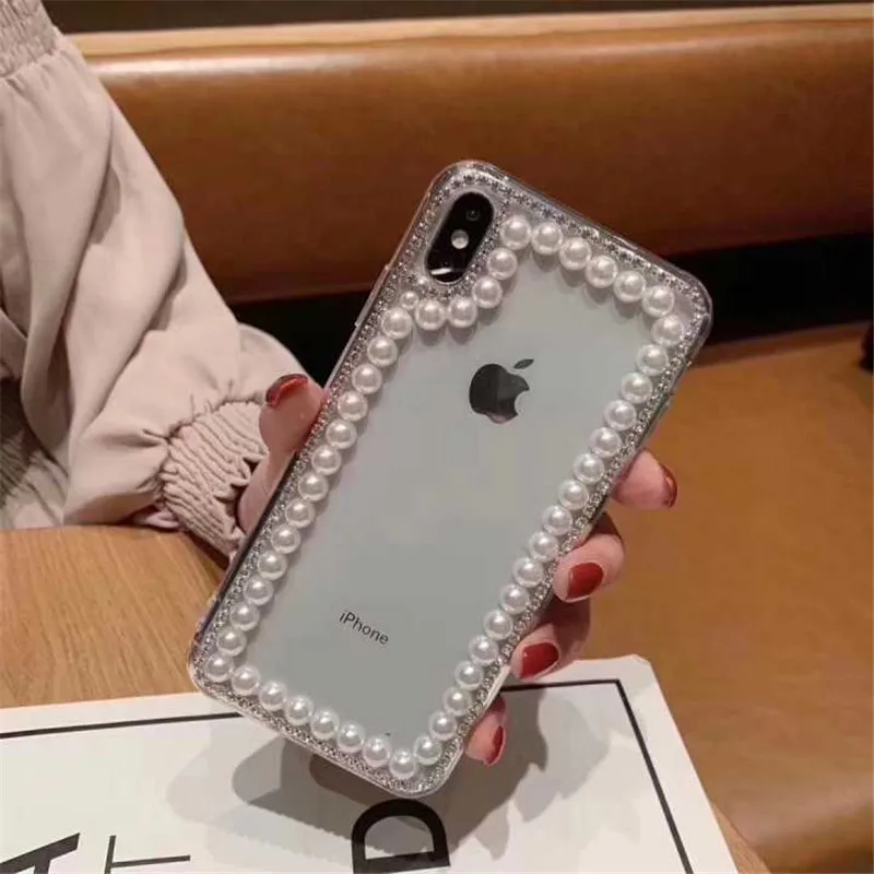 Жемчужный блестящий чехол для Iphone X XS Max XR DIY с алмазами телефона 6 6s 7 Plus 8 PLUS 5 5S SE 5c |