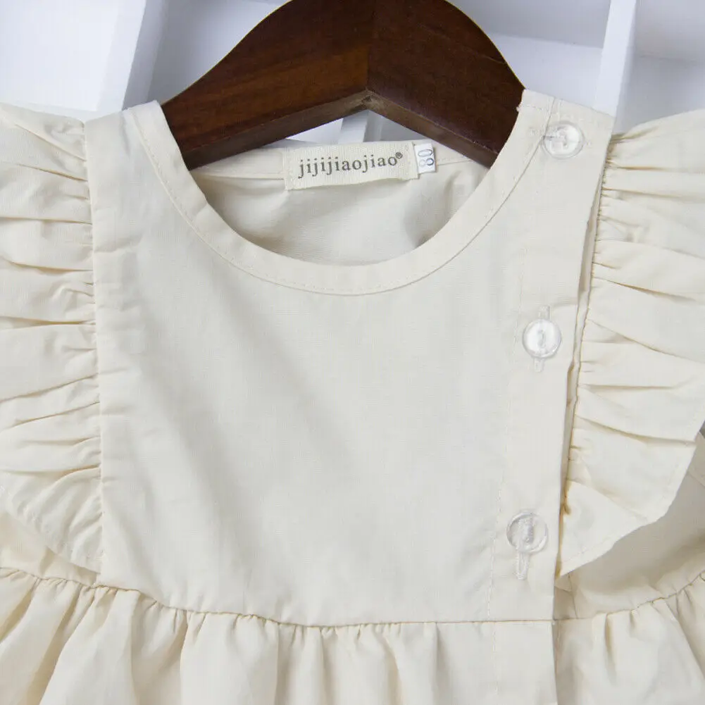 Girl Princess Imcute 2019 New in Fashion Dress Infant Toddler Kid Baby Fly Sleeve Tutu Dresses White Button Casual Sunsuit US | Детская