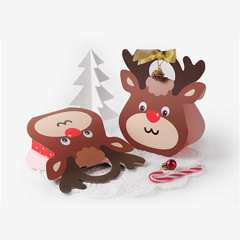 

10pcs/lot Cute Merry Christmas Decoration Candy Box Biscuit Boxes For Christmas Gift Box Party Favor Cookie Boxes