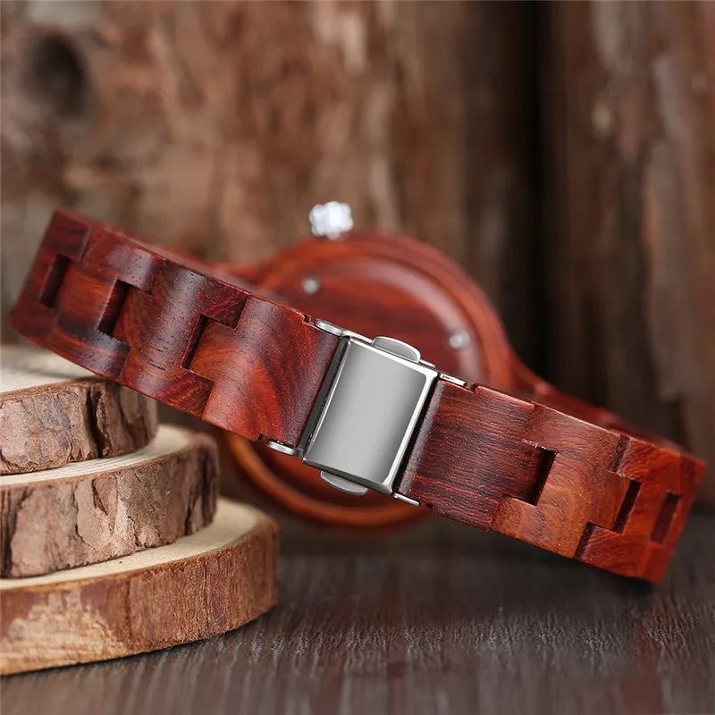 Часы наручные женские с бамбуковым корпусом модные кварцевые аналоговые