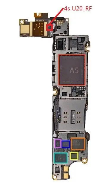 50 шт./лот оригинальная деталь для iPhone 4S U20 _ rf IC серый без решения Wi-Fi фиксирующая на