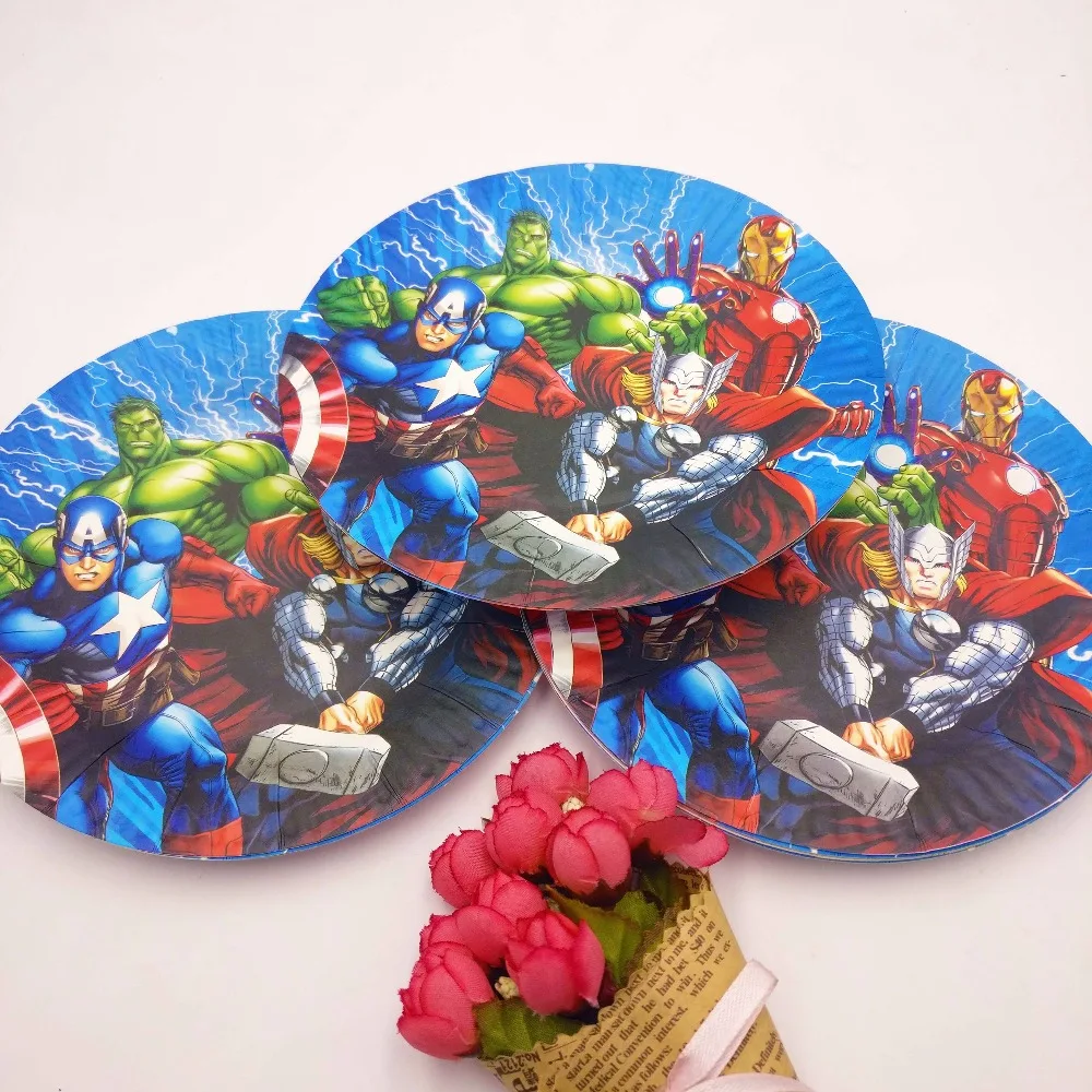 10pcs/set 7inch The Avenger Plate Children Party Supplies Kid Birthday Decoration Event And | Дом и сад