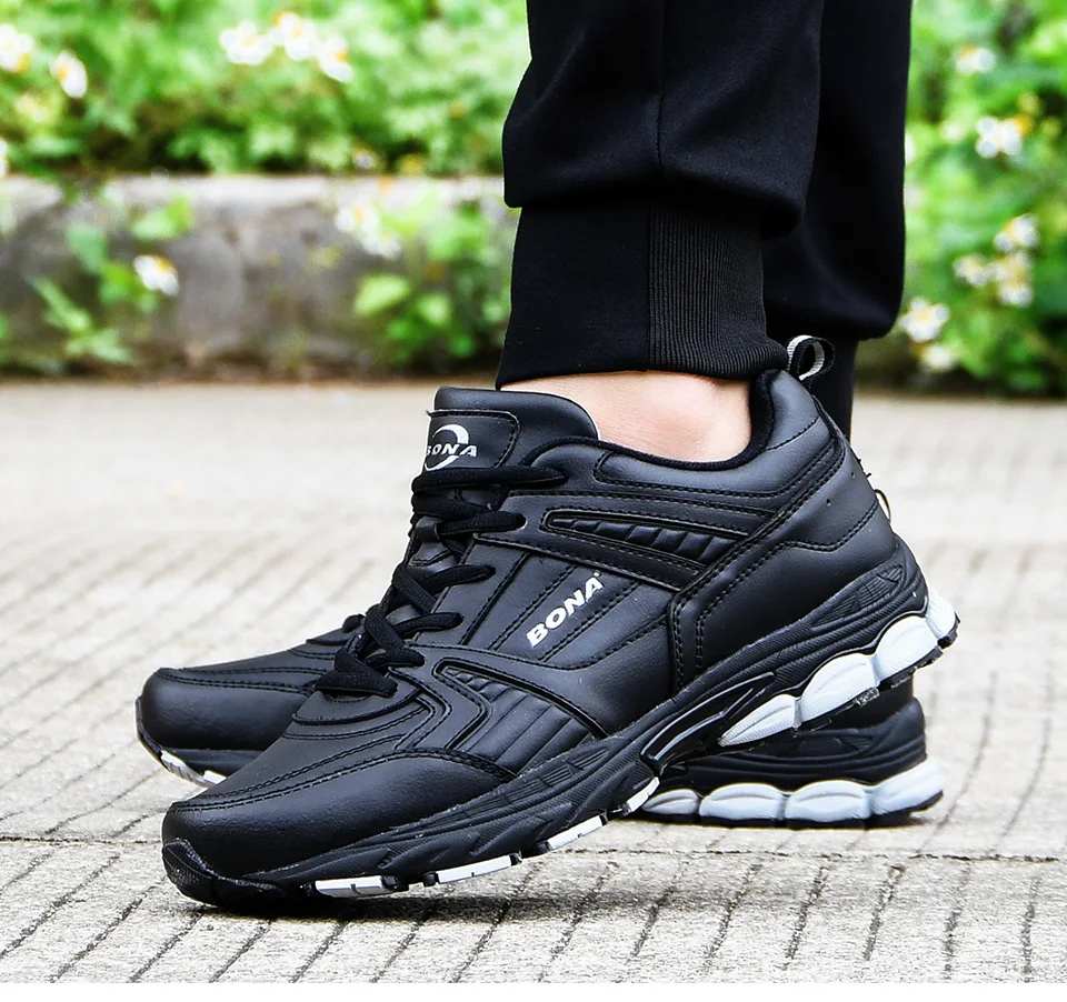 BONA/Новинка года; дизайнерская обувь; chaussure homme; уличная Мужская обувь для бега; кожаные кроссовки; Мужская Спортивная обувь; мужские кроссовки для бега и бега