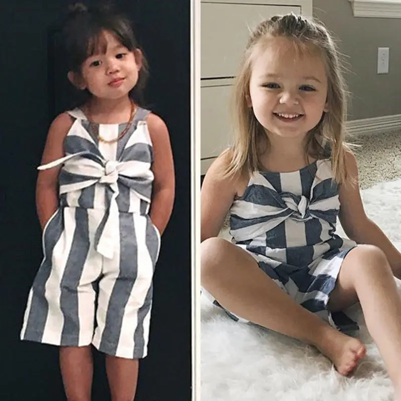 Одежда для маленьких девочек летний комбинезон в полоску пляжный костюм детская