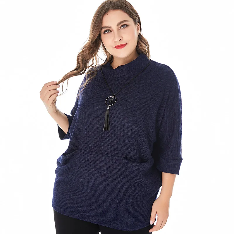 MG 2019 Fall Womens Seven-quarter sleeve Sweater fashion ladies Plus Size Casual mom office lady elegant tops 4XL 5XL 6XL Женская