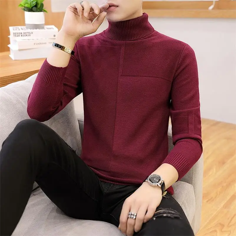 105 red Winter Cashmere Thick Warm Sweater Men Turtleneck Brand Men's Sweater Slim Fit Pullover Men Knitwear Male Double Collar Sweaters - Цвет: 105 red