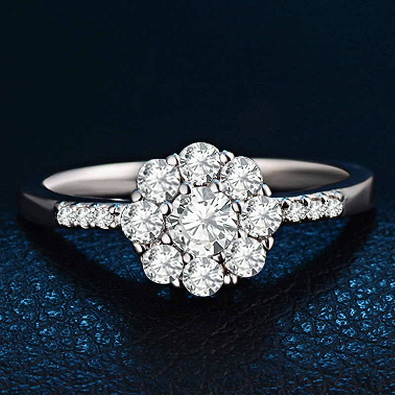 Amoreva 2017 Fashion CZ Flower Sterling Silver Wedding Rings Elegance Round Shape Finger Jewelry For Women Fine | Украшения и