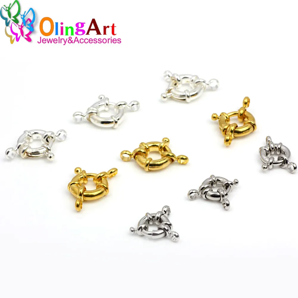 

OlingArt 11/13/14/15mm 6pcs/lot Clasps DIY Bracelets Steering Wheel Buckle Hooks Jewelry making Silver plated Gold Connectors