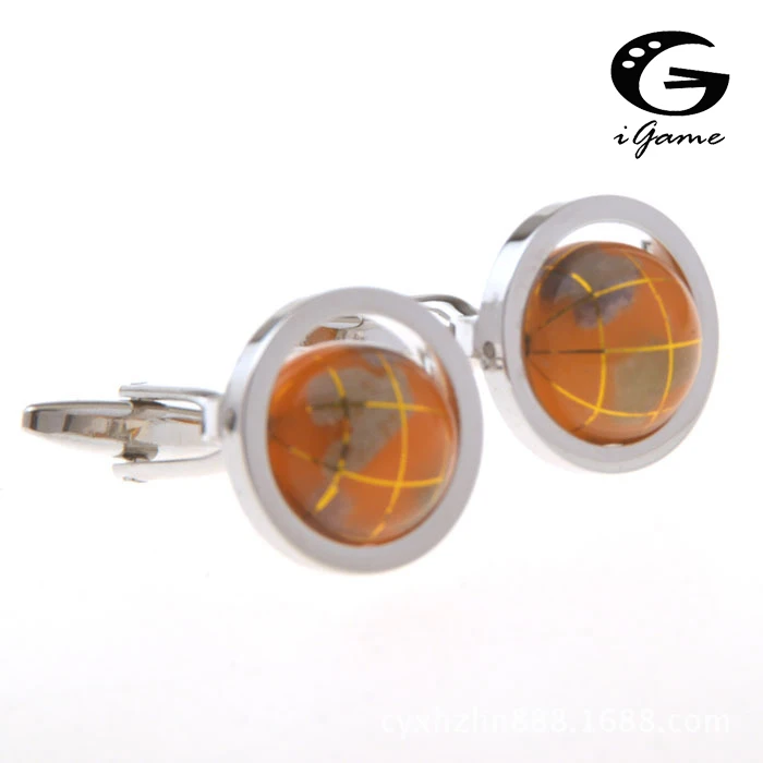 

iGame Globe Cuff Links Orange Color Functional World Map Design Free Shipping